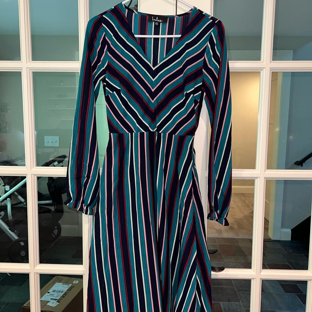 Lulu's Multicolor Striped Long Sleeve Dress